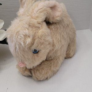 Rare Vintage 1975 ANIMALS PLUSH Rabbit Stuffed Bunny Blue Eyes Pink nose Felt